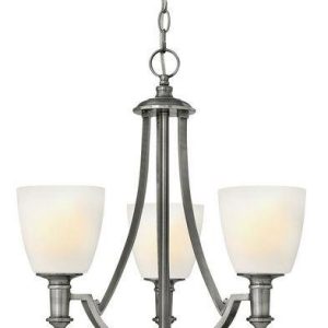 HK/TRUMAN3 3 Light Antique Nickel & Glass Modern Chandelier