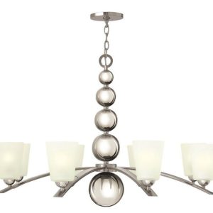HK/ZELDA8 PN Polished Nickel Zelda 8 Light Chandelier with Glass Shades