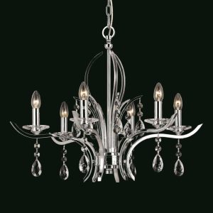 Impex CF911231/06/CH Turin 6 Light Chrome & Crystal Chandelier