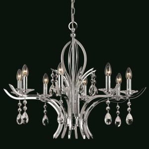 Impex CF911231/08/CH Turin 8 Light Chrome & Crystal Chandelier
