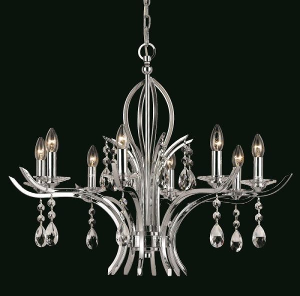 Impex CF911231/08/CH Turin 8 Light Chrome & Crystal Chandelier