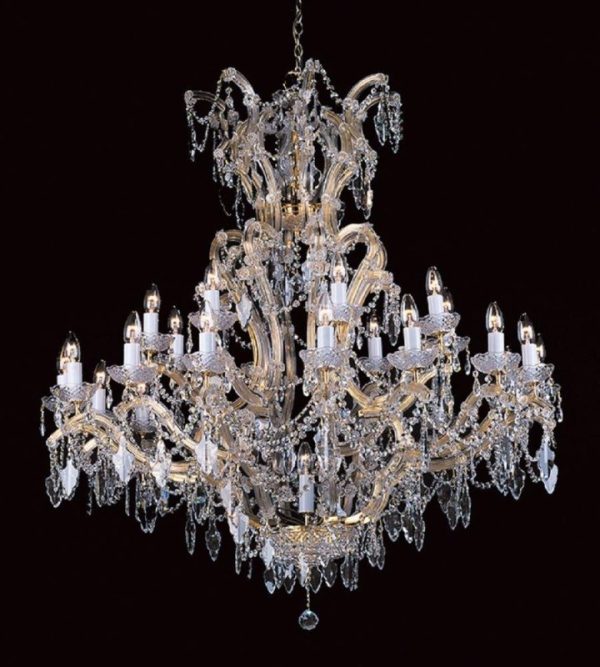 Impex CP04424/24+1 Crystal Preciosa 25 Lt Crystal & Gold Chandelier