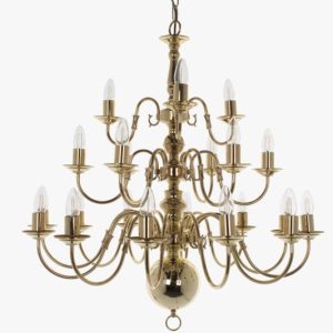Impex Flemish 21 Arm Ceiling Light Polished Brass Finish
