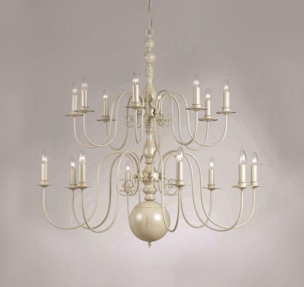 Impex PG05579/16/CRM Bologna 16 Light Cream Chandelier - product_finish:Cream Finish Frame