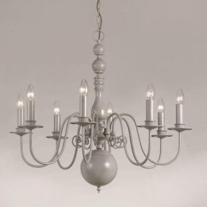 Impex PG05579/8/GREY Bologna 8 Light Grey Chandelier – product_finish:Grey Finish Frame