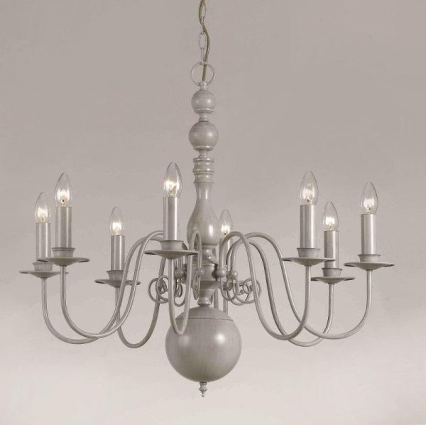 Impex PG05579/8/GREY Bologna 8 Light Grey Chandelier - product_finish:Grey Finish Frame