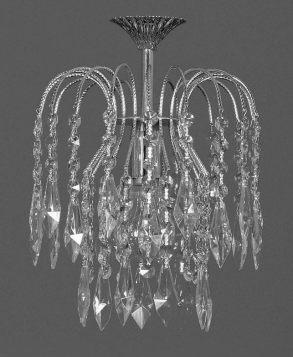 Impex ST02000/20/1 Starlight 20cm Crystal Waterfall Chandelier - product_details:With Flush Mount Plate Option-product_finish:Antique Brass Finish Fr