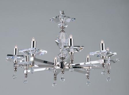Impex STH04054/8 Starlight 8 Light Optical Glass Chandelier - product_finish:Nickel Finish Frame