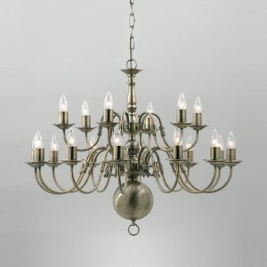 Impex Traditional Flemish Style Large 18 Light 2 Tier Hallway Chandelier - product_finish:Pewter Finish Frame