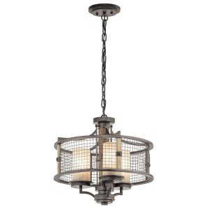 KL/AHRENDALE3 Ahrendale 3 Light Anvil Iron Duo Mount Chandelier