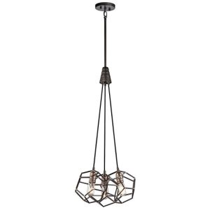 KL/ROCKLYN3 RS Rocklyn 3 Light Ceiling Chandelier Light In Raw Steel