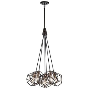 KL/ROCKLYN6 RS 6 Light Ceiling Chandelier Light In Raw Steel