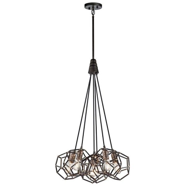 KL/ROCKLYN6 RS 6 Light Ceiling Chandelier Light In Raw Steel