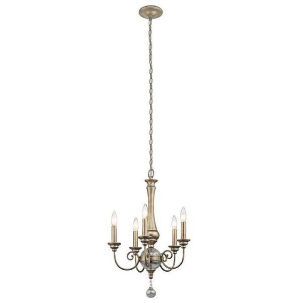 KL/ROSALIE/5A Rosalie 5 Light Mini Chandelier Light In Sterling Gold