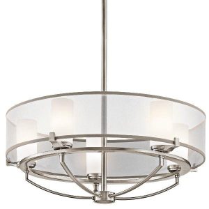 KL/SALDANA5 Saldana 5 Light Pewter Chandelier with Soft Shades