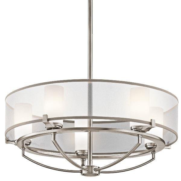 KL/SALDANA5 Saldana 5 Light Pewter Chandelier with Soft Shades
