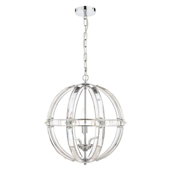 Laura Ashley Aidan Glass Globe 5 Light Chandelier In Polished Chrome Finish