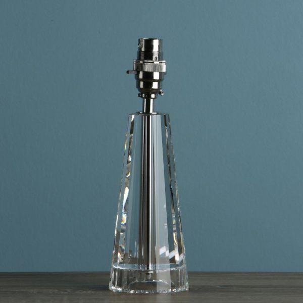 Laura Ashley Blake Cut Glass Crystal Obelisk Small Table Lamp Base In Polished Chrome Finish