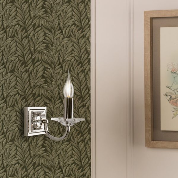 Laura Ashley Carson Crystal Wall Light In Polished Nickel Finish