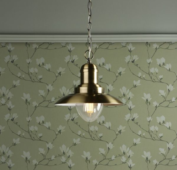 Laura Ashley Corbridge 1 Light Fisherman Nautical Ceiling Pendant Light in Antique Brass