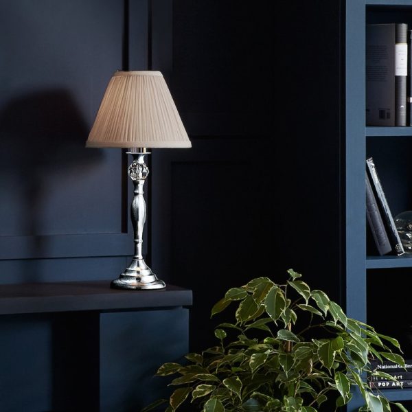 Laura Ashley Ellis Polished Chrome Spindle Table Lamp With Cream Shade