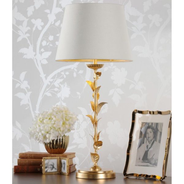 Laura Ashley Halton Table Lamp In Distressed Gold Leaf With Cream Cotton Shade