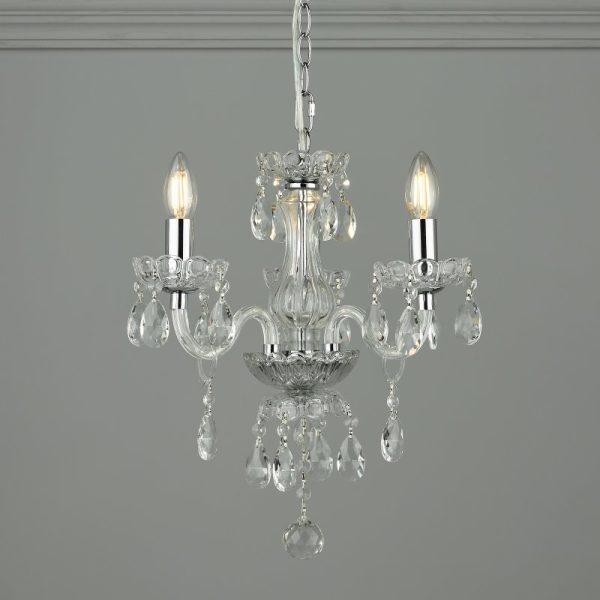 Laura Ashley Harriet 3 Light Crystal Chandelier in Polished Chrome Finish