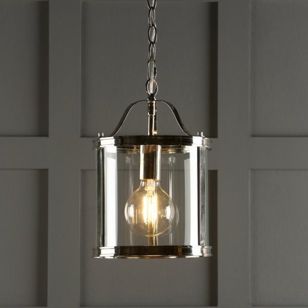 Laura Ashley Harrington 1 Light Lantern Ceiling Light in Polished Nickel Finish