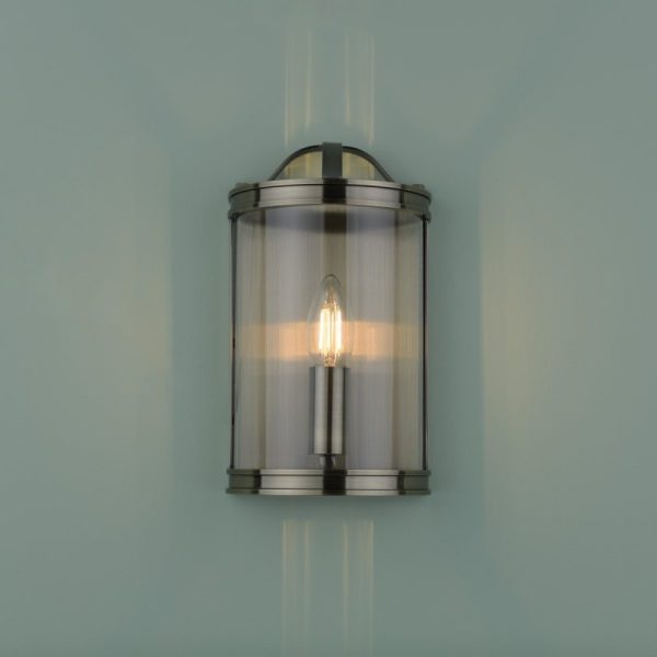 Laura Ashley Harrington Wall Light In Antique Brass With Glass Panel LA3756383-Q