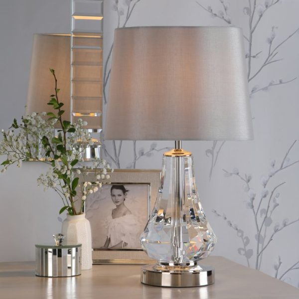Laura Ashley Humby Crystal Touch Table Lamp With Silver Faux Shade LA3756244-Q