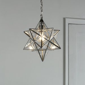 Laura Ashley LA3756152-Q Large Star Ceiling Pendant Light In Silver Finish