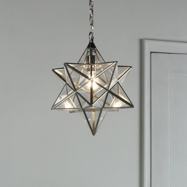 Laura Ashley LA3756152-Q Large Star Ceiling Pendant Light In Silver Finish