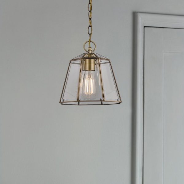 Laura Ashley LA3756154-Q Clayton Ceiling Pendant Light In Antique Brass Finish