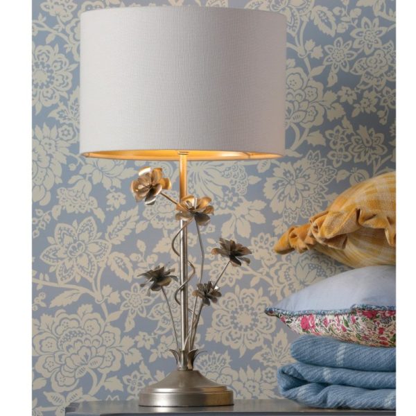 Laura Ashley Lyndale Table Lamp In Distressed Silver Leaf With Shade LA3756319-Q