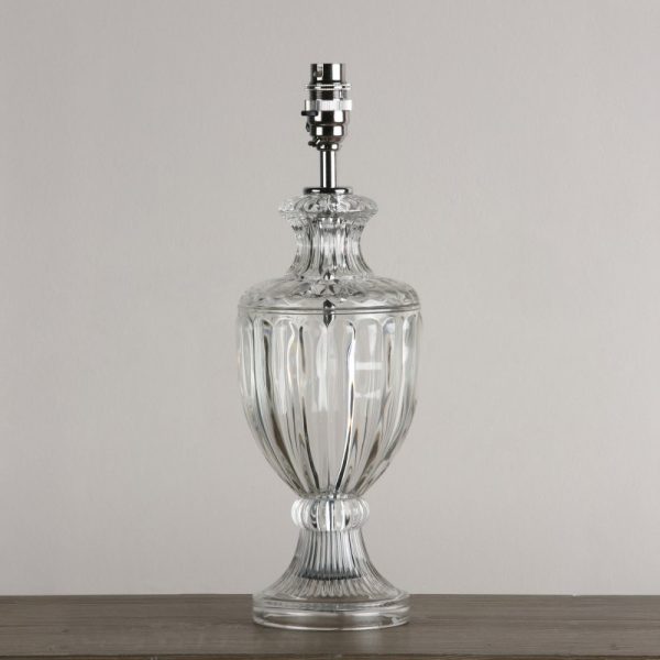Laura Ashley Meredith Cut Glass Small Urn Table Lamp Base In Polished Chrome Finish