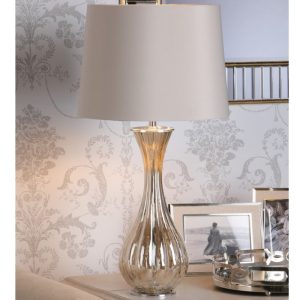 Laura Ashley Nevern Champagne Glass Table Lamp With Ivory Faux Silk Shade LA3756239-Q