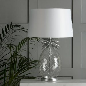Laura Ashley Pineapple Clear Cut Glass Extra Large Table Lamp With Ivory Shade