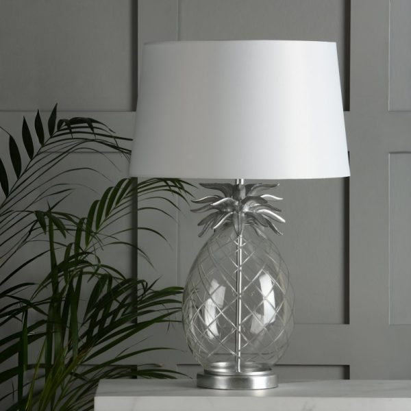 Laura Ashley Pineapple Clear Cut Glass Extra Large Table Lamp With Ivory Shade