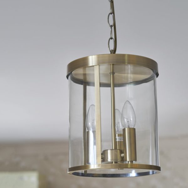 Laura Ashley Selbourne 3 Light Ceiling Lantern In Antique Brass Finish