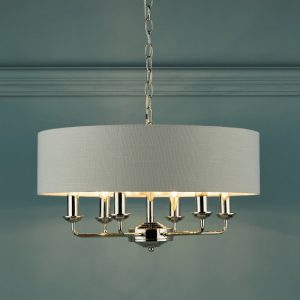 Laura Ashley Sorrento 6 Light Armed Fitting Ceiling Light in Polished Nickel with Silver Shade