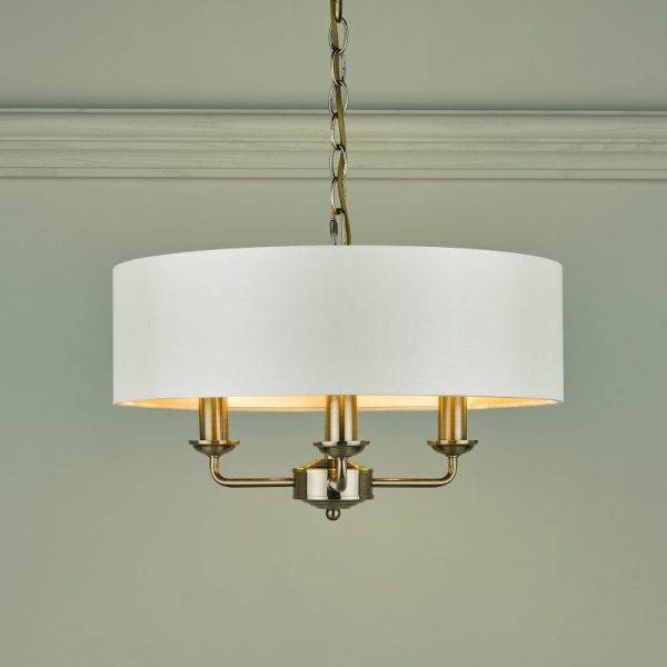 Laura Ashley Sorrento Antique Brass 3 Light Armed Fitting Ceiling Light with Ivory Shade