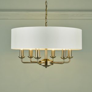 Laura Ashley Sorrento Antique Brass 6 Light Armed Fitting Ceiling Light with Ivory Shade