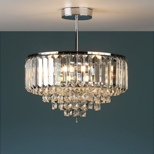 Laura Ashley Vienna 3 Light Semi Flush Ceiling Light In Polished Chrome