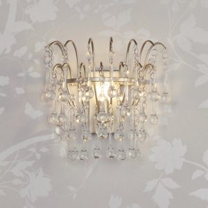 Laura Ashley Willow Wall Light In Satin Champagne Finish With Crystal
