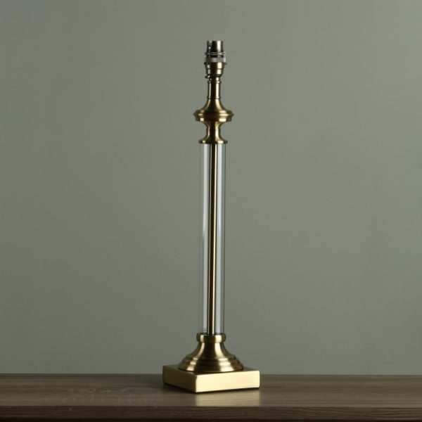 Laura Ashley Winston Glass Candlestick Table Lamp Base In Antique Brass Finish