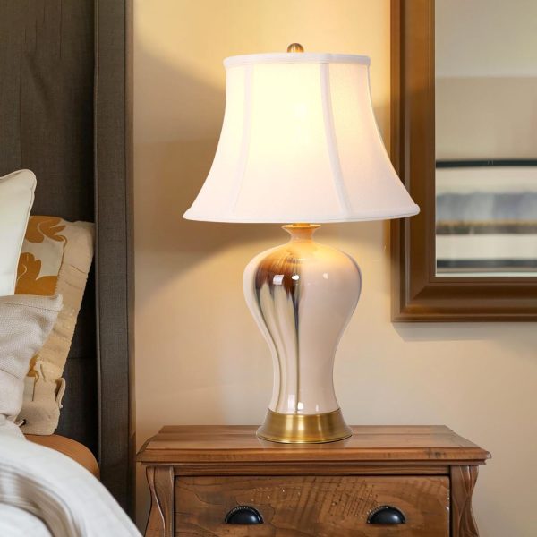 Lightsin Hand-Glazed 'Earth & Gold' Ceramic Table Lamp - A Unique Artisan Masterpiece