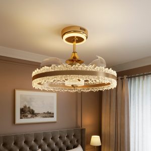 Lightsin Modern Gold Halo Ceiling Fan Light with Remote, 6 Speeds & 3 Colour Temperatures