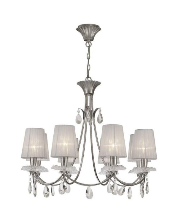 Mantra M6301 Sophie 8 Light Chandelier With Shades In Silver