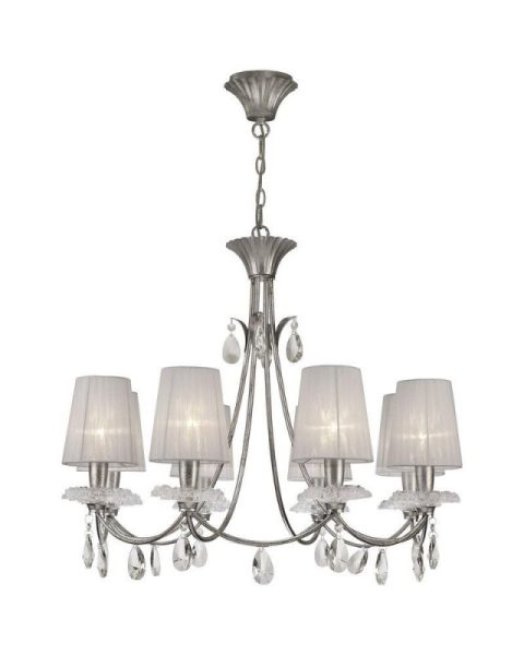 Mantra M6301 Sophie 8 Light Chandelier With Shades In Silver