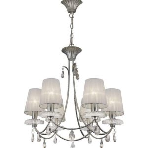 Mantra M6302 Sophie 6 Light Chandelier With Shades In Silver